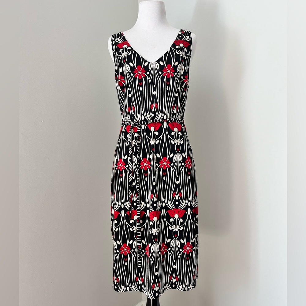 MICA Floral Black and Red Sleeveless Dress